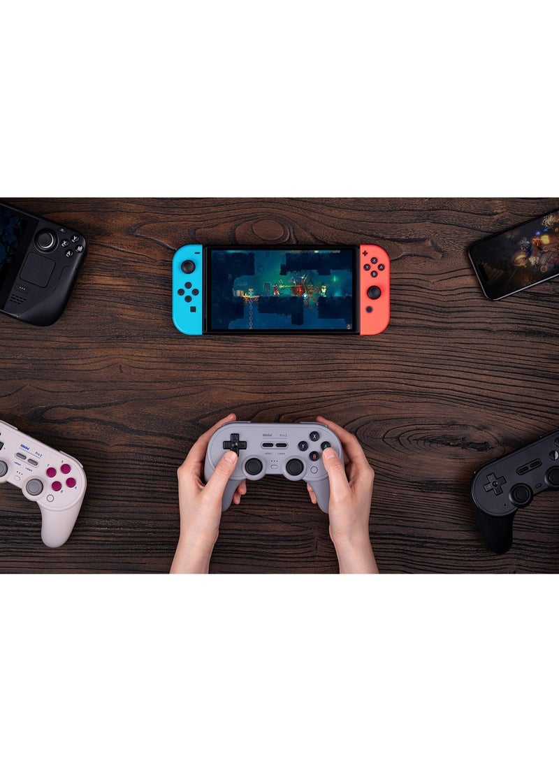 Generic - 8Bitdo Pro 2 Bluetooth Controller for Switch, Hall Effect Joystick Update, Wireless Gaming Controller for Switch, PC, Android, and Steam Deck & Apple (Black) - Image 1