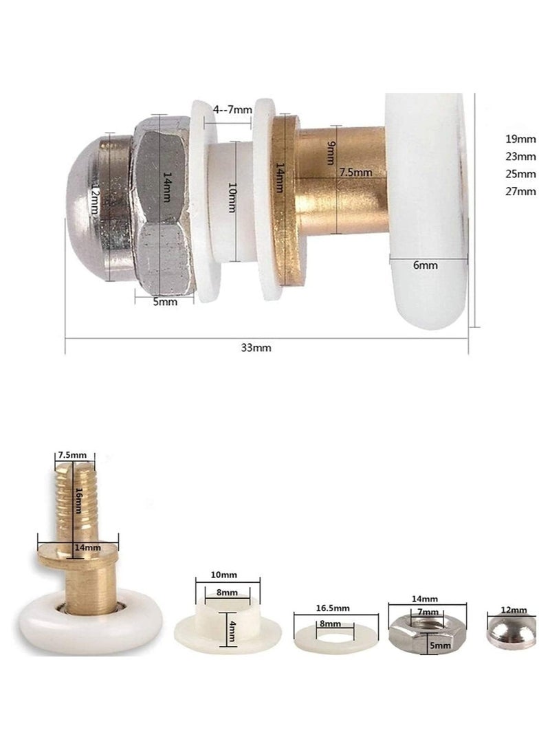 2 عجلة باب جرار كابينة حمام (1 قطعة من فوق الباب 1 قطعة من تحت الباب) - Image 5