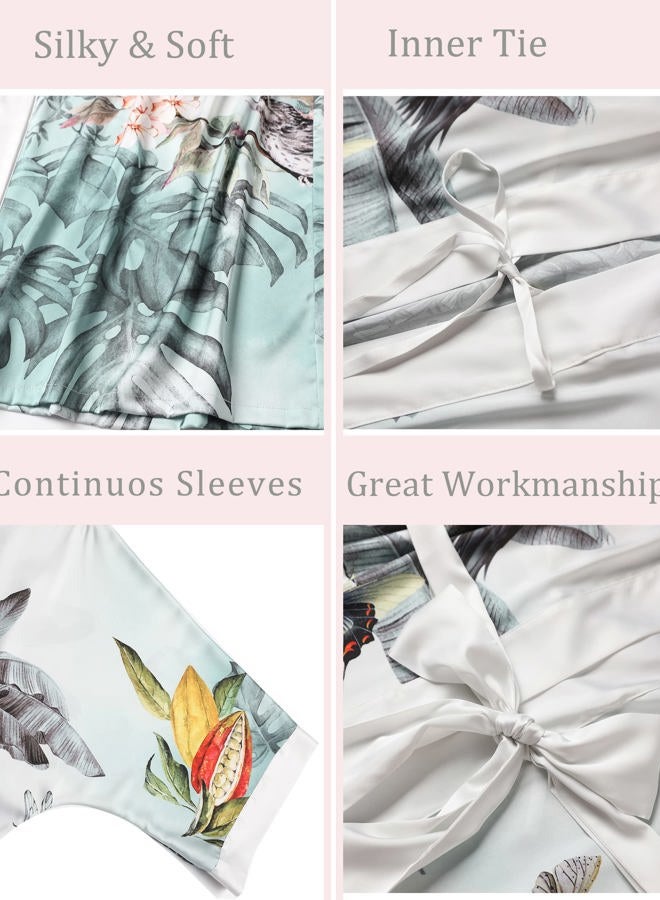 Aensso Long Soft Lightweight Silky Kimonos Robes for Women, Luxury Japanese Floral Womens Kimono Robe, Rainforest, One size - Image 3
