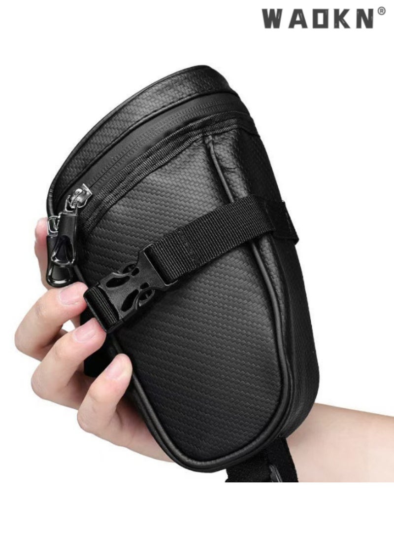 WAOKN Bicycle Saddle Bag, Rear Seat Tube Pouch for Cycling, Black Bike Storage Pack,Secure and Easy to Attach, Weather-Resistant Material, Storing Essentials, Enhances Riding Convenience  - Image 3