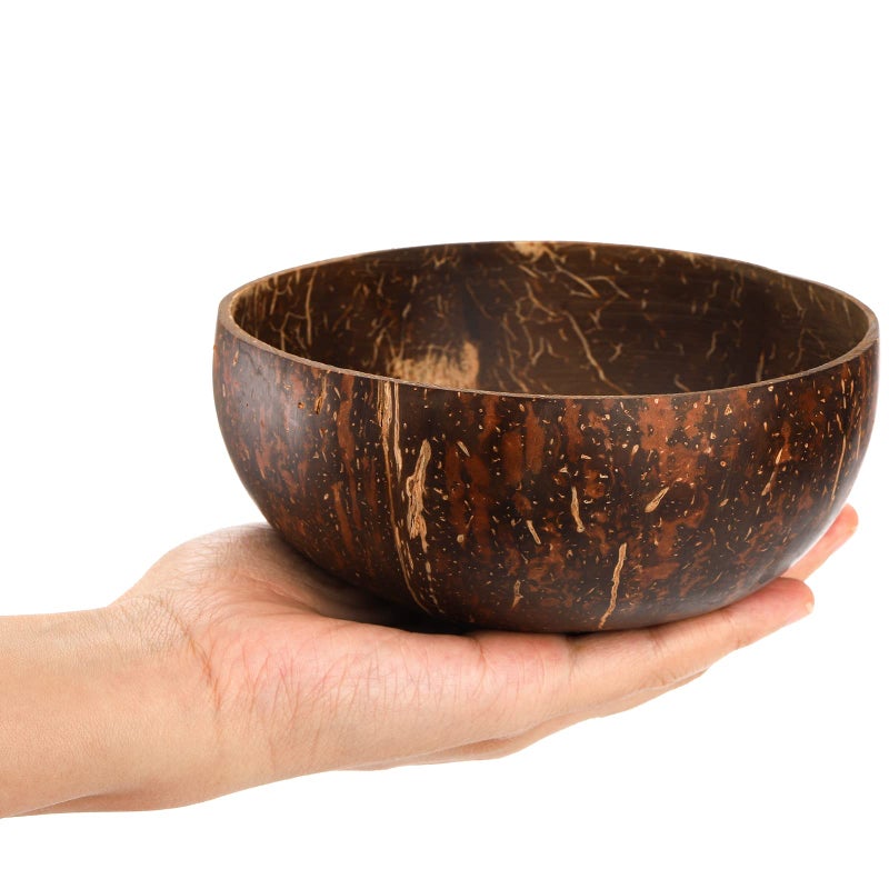 ZENFUN 6 Pack Coconut Bowl with 4 Wooden Spoon, 15 Oz Polished Coconut Bowls, Natural Coconut Shell Bowl Set for Vegan Organic Salad, Smoothie or Buddha Bowls, Kitchen Storage - Image 3