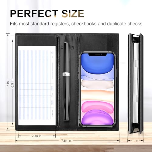 Casmonal Checkbook Covers for Personal Checkbook Holder RFID Blocking Premium Leather Checkbook Cover for Duplicate Checks - Image 4