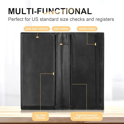 Casmonal Checkbook Covers for Personal Checkbook Holder RFID Blocking Premium Leather Checkbook Cover for Duplicate Checks - Image 2
