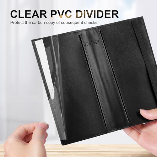Casmonal Checkbook Covers for Personal Checkbook Holder RFID Blocking Premium Leather Checkbook Cover for Duplicate Checks - Image 5