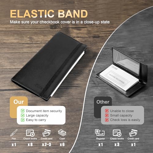 Casmonal Checkbook Covers for Personal Checkbook Holder RFID Blocking Premium Leather Checkbook Cover for Duplicate Checks - Image 3