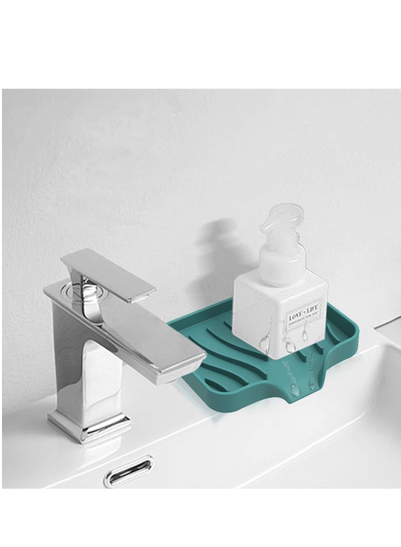 Soap Dish for Shower Bar Silicone Soap Holder for Bathroom Kitchen with Draining Tray Non-Slip 2pcs Green/Grey  - Image 2