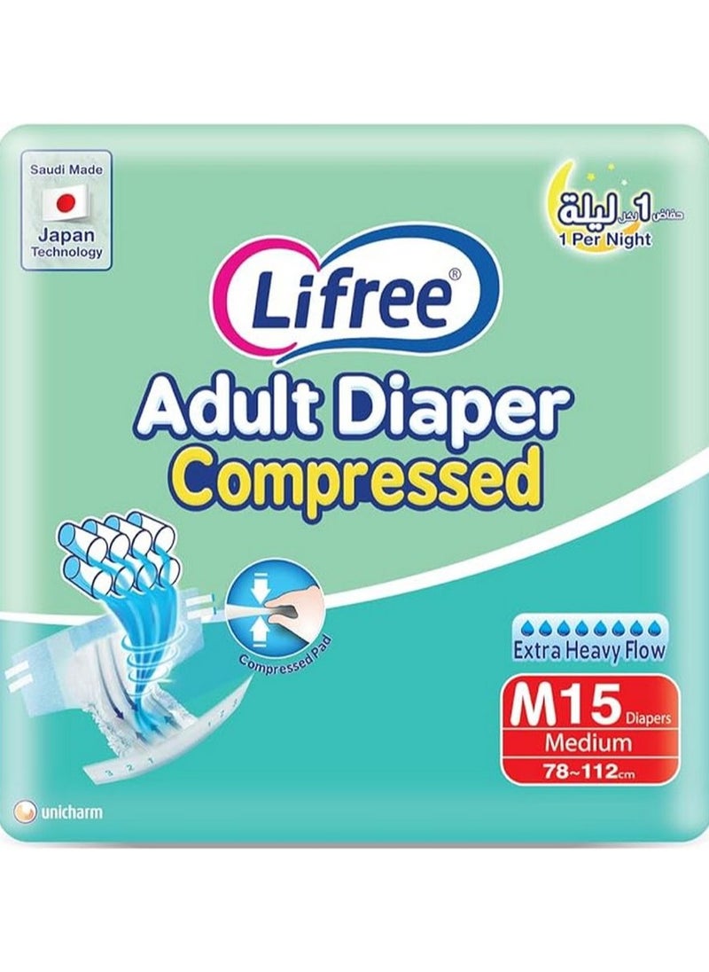 Lifree Adult Diapers Medium Size, 15 Pieces  - Image 1