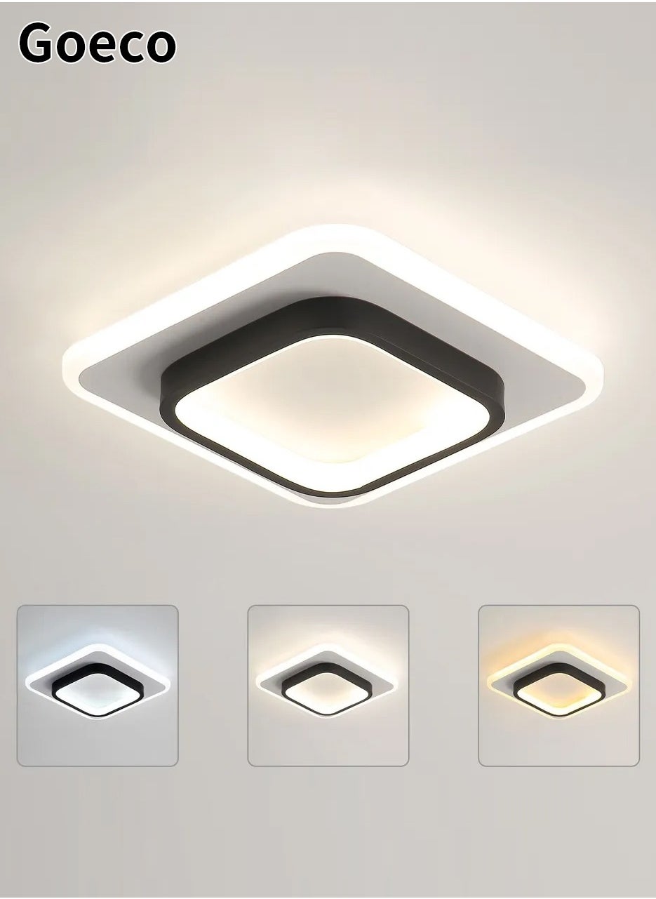 LED Ceiling Light, Nordic Square Ceiling Lamp for Hallways Living Room Bedroom 3000k 4500k 6500k 