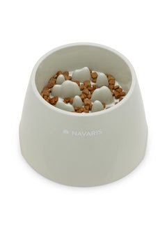 Navaris Elevated Slow Feeder Dog Bowl  Melamine Pet Food Bowl For Dogs And Cats  Raised Cat Feeding Bowl To Slow Down Eating  7.4" X 7.36" X 4.7"  - Image 1