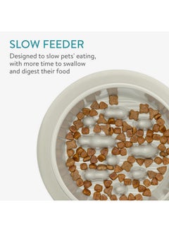 Navaris Elevated Slow Feeder Dog Bowl  Melamine Pet Food Bowl For Dogs And Cats  Raised Cat Feeding Bowl To Slow Down Eating  7.4" X 7.36" X 4.7"  - Image 3