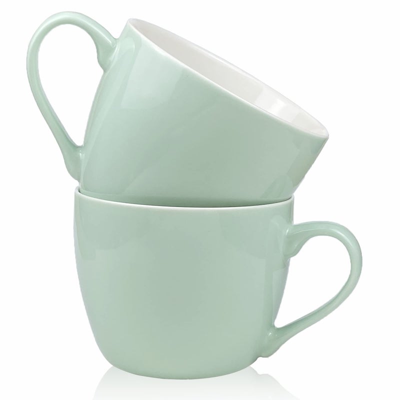 MECOWON 30 OZ Porcelain Coffee Mugs Set of 2 Large Mugs for Soup Cereal and Salad Turquoise
