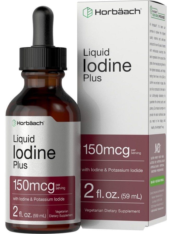Horbäach Liquid Iodine Drops | 2 fl oz | 150 mcg | Iodine & Potassium Iodide Liquid Tincture | Vegetarian, Non-GMO, Gluten Free Supplement - Image 1