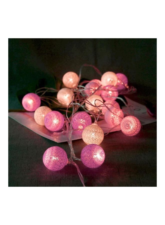 NIBEMINENT LED Cotton Ball String Light Pink/White 3.5meter - Image 3