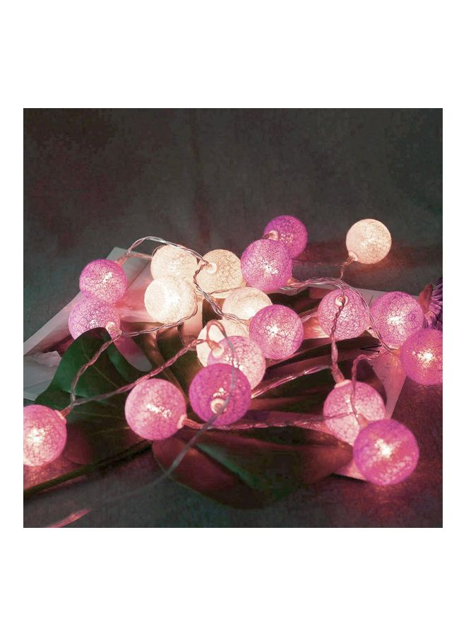 NIBEMINENT LED Cotton Ball String Light Pink/White 3.5meter - Image 2