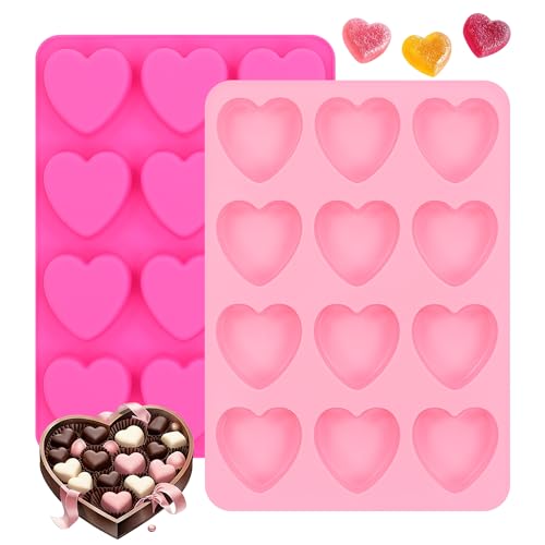 Fimary Heart-Shaped Silicone Chocolate Molds - Set of 2, Perfect for Mother's Day, Non-Stick Candy Heart Molds for Baking, Candy, Gummy, Cake, Jelly, Pudding, Handmade Soap Mould - Image 1