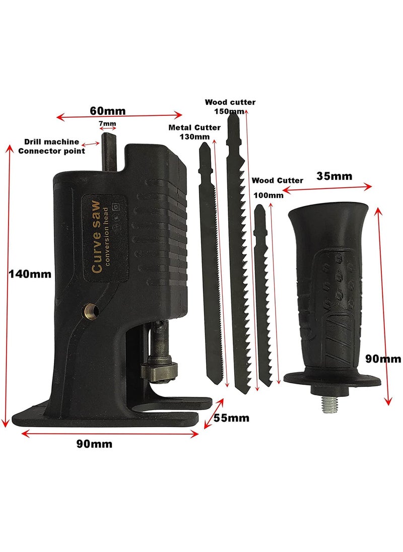 KANABEE KANAbee Electric Drill Modified Electric Saw Reciprocating Saw Household Saber Power to Jig Portable Woodworking Cutting Tool with Cordless Adapter Set Hand Wood Metal Cutter Attachment  - Image 2