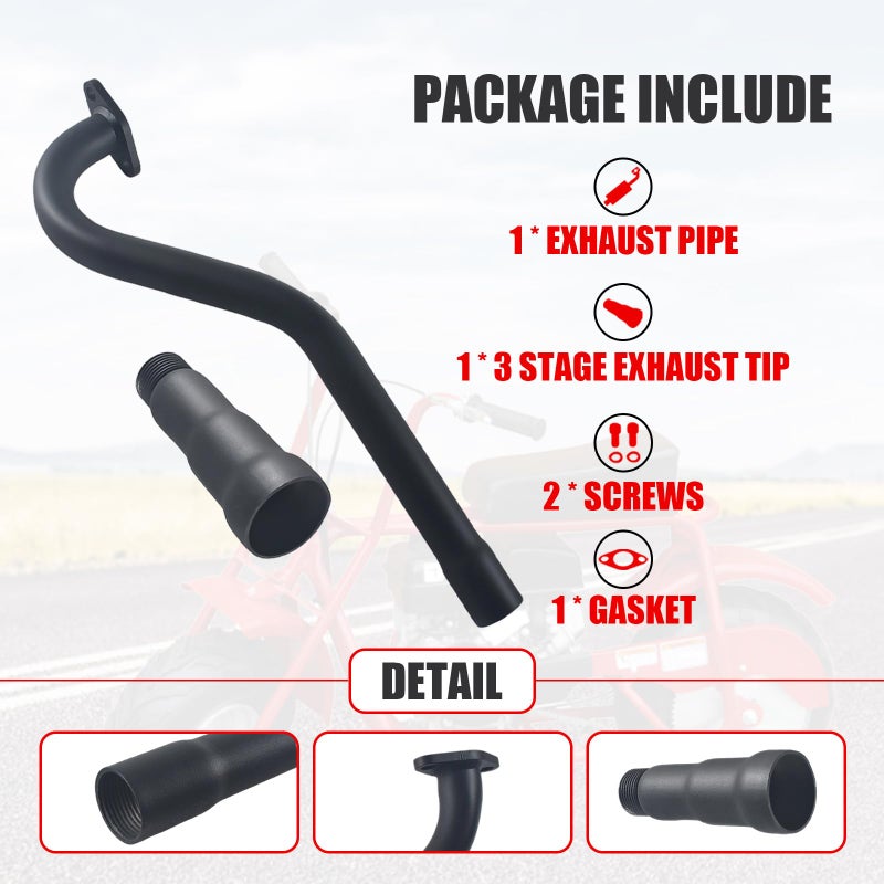 pinkhatcat 3 Stage Exhaust Header Pipe For Predator 79cc 98cc 3HP For Coleman CT100U Mini Bike Black - Image 5