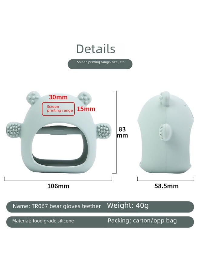 Baby Gum Baby Gloves Bite Bite Food Grade Silicone Grinding Stick Anti-eating Hand Gum Soothing Toy Gum-Color:Jujube Bear Gloves Tooth Glue  - Image 5