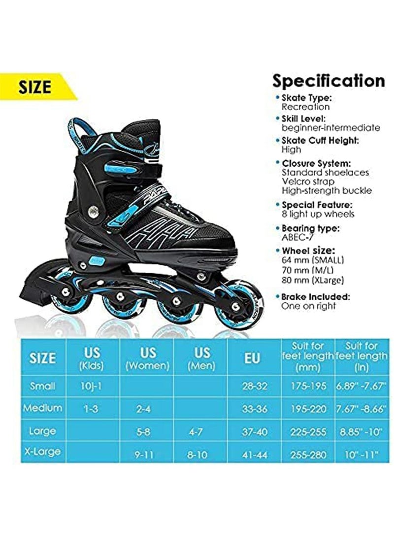 LIMOS Skating Shoes for Kids and Adults Professional 8 Lighting Wheel Comfort roller Skate(Blue) - Image 2