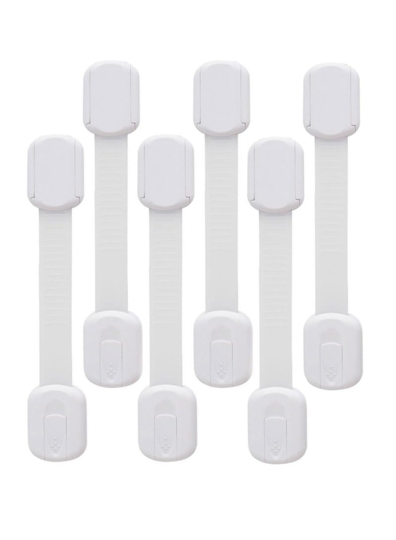 ECVV ECVV 6PCS Child Safety Locks White Baby Safety Latches Adjustable Child Proof Cabinet Latches 3M Adhesives Multi-Purpose Baby Locks for Furniture Door Fridge Oven Toilet - Image 2