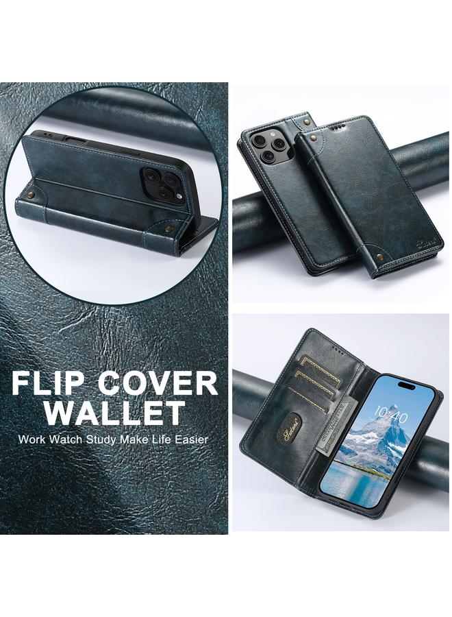 Suteni Case For iPhone 16 Pro Max Baroque Calf Texture Buckle Wallet Leather Phone Case - Image 5