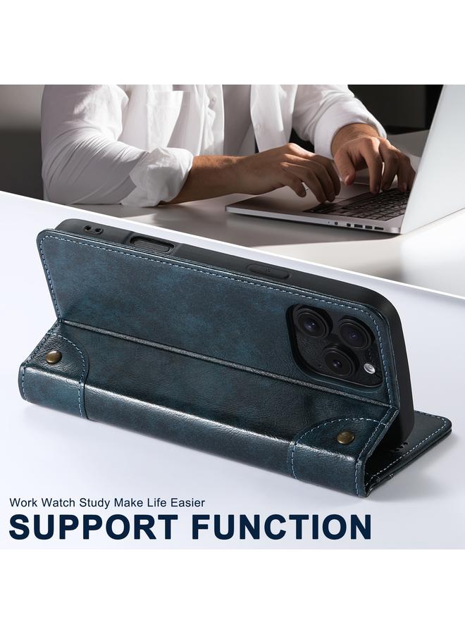 Suteni Case For iPhone 16 Pro Max Baroque Calf Texture Buckle Wallet Leather Phone Case - Image 4