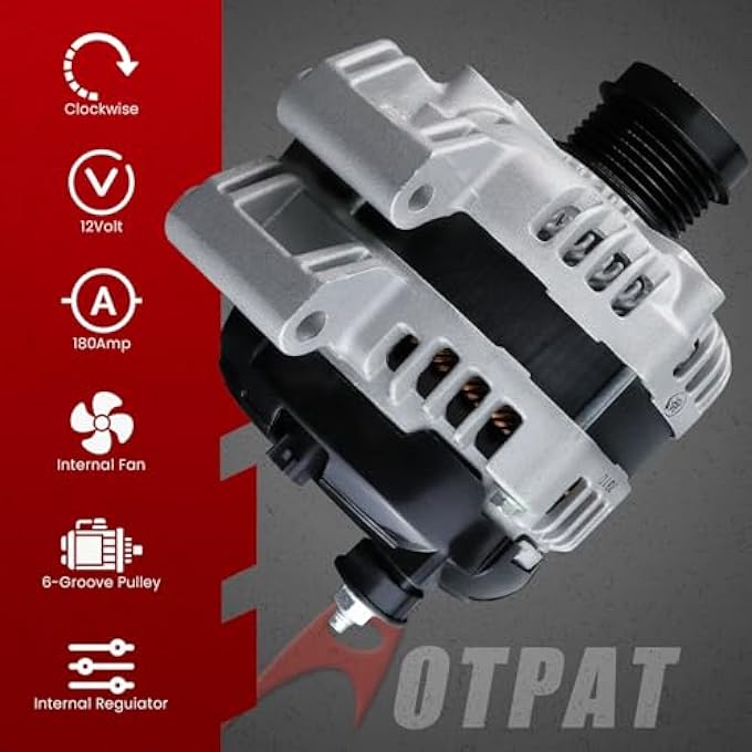 AOTPAT High Output Alternator for:-Jeep Grand Cherokee 2011-2020,for:-Dodge Durango GT 2017-2020,Charger SE 2011-2016 Charger SXT 2012-2020,for:-Chrysler 300,for:-Ram 1500,12V 180Amp,OE# 4801778AF - Image 3