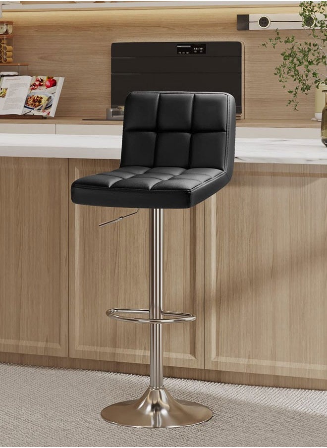 GoldenLike Bar Stool,PU Leather Bar Chairs,Adjustable Swivel Barstools,Kitchen Bar Stool Chair with Footrest,Square Counter Island Chair with Back for Home Office Pub Shop  - Image 1