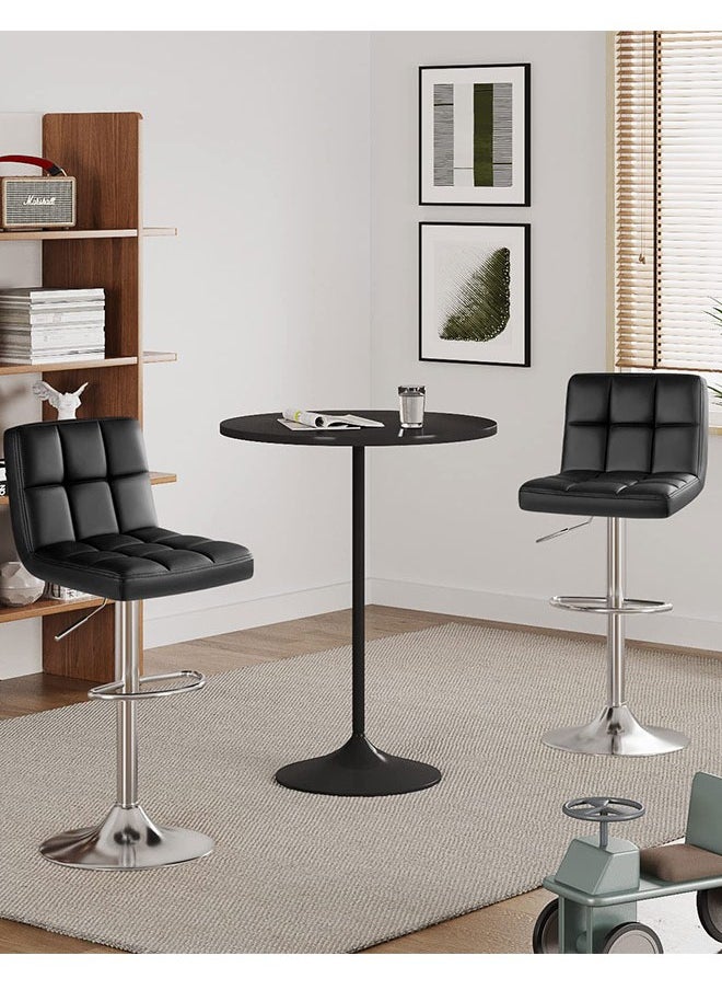 GoldenLike Bar Stool,PU Leather Bar Chairs,Adjustable Swivel Barstools,Kitchen Bar Stool Chair with Footrest,Square Counter Island Chair with Back for Home Office Pub Shop  - Image 4