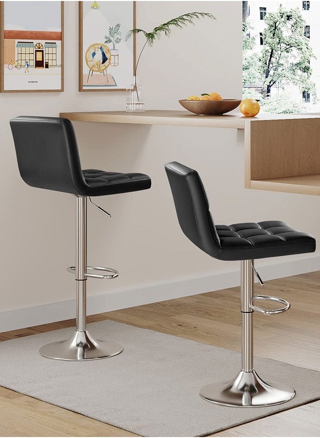 GoldenLike Bar Stool,PU Leather Bar Chairs,Adjustable Swivel Barstools,Kitchen Bar Stool Chair with Footrest,Square Counter Island Chair with Back for Home Office Pub Shop  - Image 3