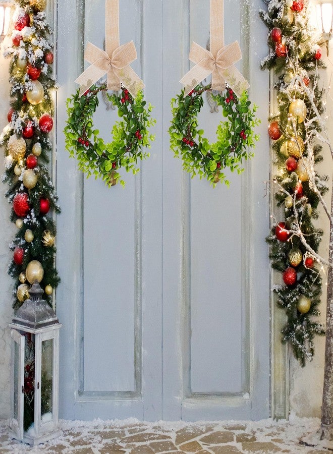 jiebor 2Pcs Mini Christmas Wreaths for Cabinets Small Green Hanging Wreath Ornament for Winter Holiday Home Outdoor Indoor Window Tree Crafts Decorations 25 x 10 Inch - Image 4