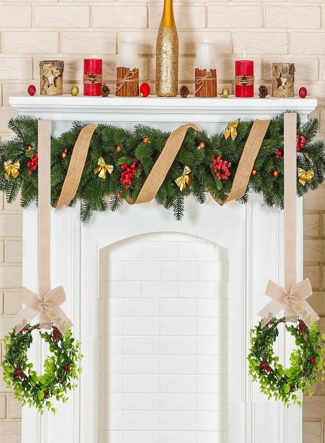 jiebor 2Pcs Mini Christmas Wreaths for Cabinets Small Green Hanging Wreath Ornament for Winter Holiday Home Outdoor Indoor Window Tree Crafts Decorations 25 x 10 Inch - Image 5