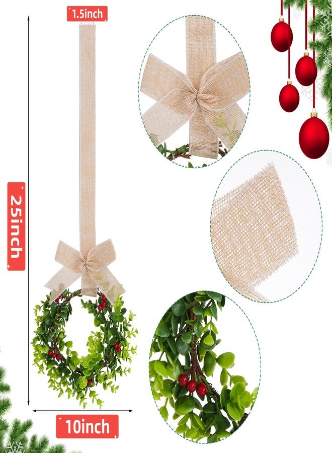 jiebor 2Pcs Mini Christmas Wreaths for Cabinets Small Green Hanging Wreath Ornament for Winter Holiday Home Outdoor Indoor Window Tree Crafts Decorations 25 x 10 Inch - Image 2