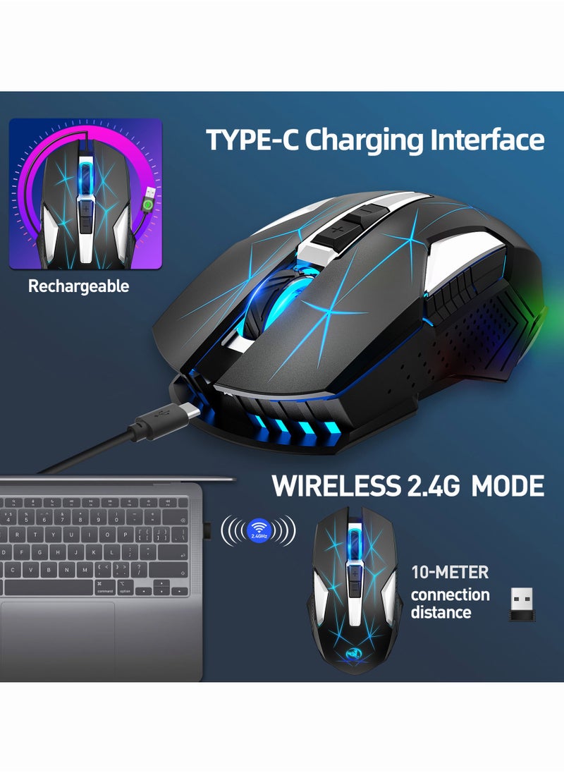 ماركة غير محددة - ماوس ألعاب لاسلكي 2.4G قابل لإعادة الشحن مع 3 DPI قابلة للتعديل مناسبة لأجهزة الكمبيوتر المكتبية وأجهزة الكمبيوتر المحمولة - Image 1