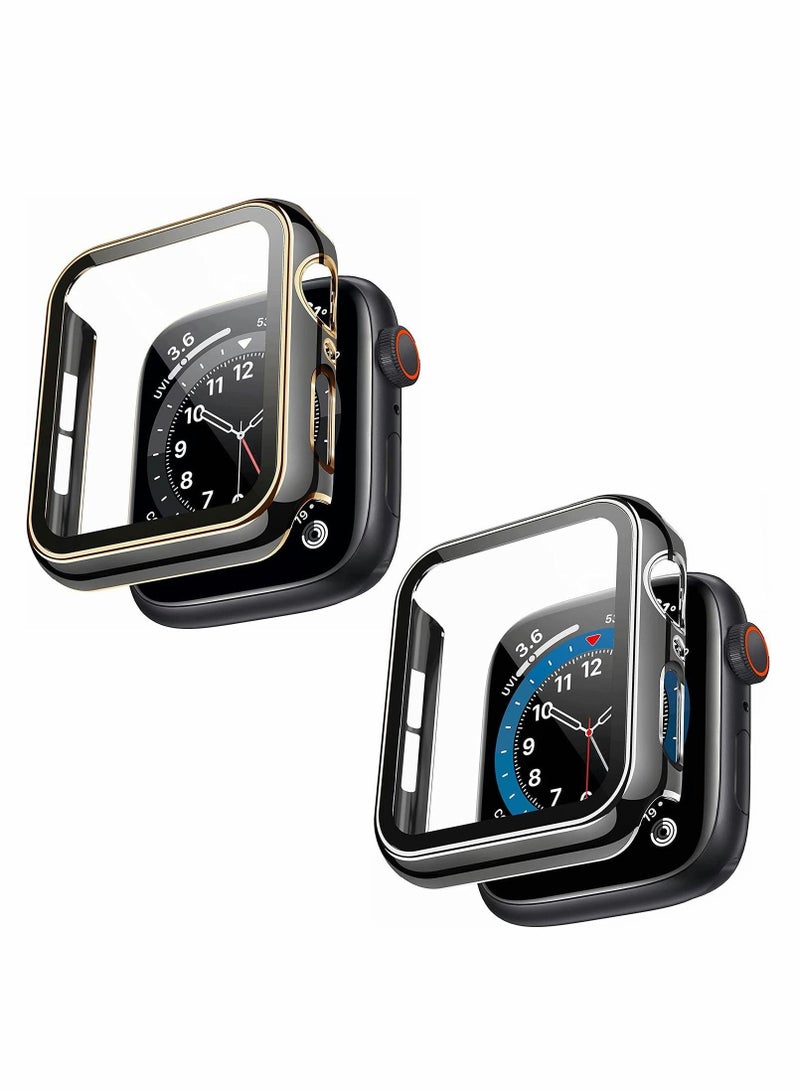 Y&D 2Pcs Case Compatible with Apple Watch 44mm 40mm , Bumper Built in Tempered Glass Screen Protector, Protective Cover for iWatch Series SE 6 5 4 Women Men (40mm) - Image 1
