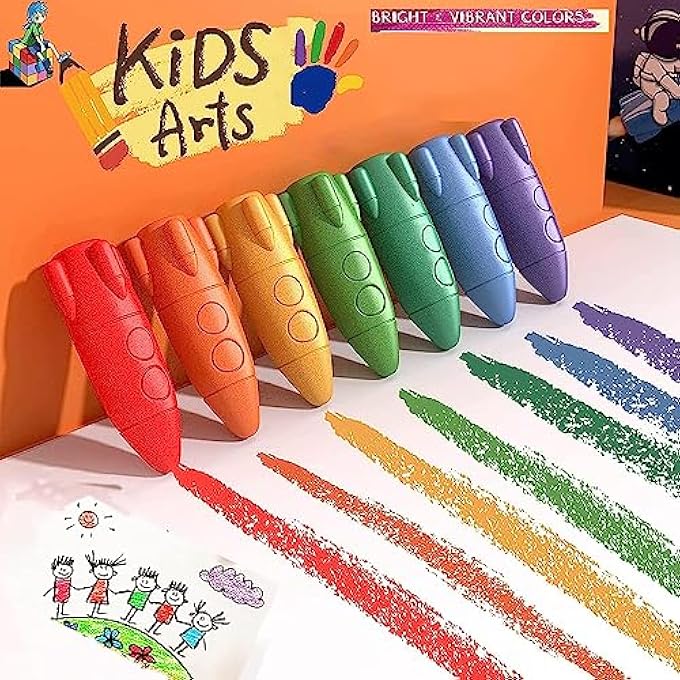 12 COLORS SPACE ROCKET CRAYON, NON TOXIC CRAYONS FOR KIDS, EASY TO GRIP WASHABLE KIDS CRAYONS, SAFE COLOURING ART SCHOOL SUPPLIES GIFT SET, DROP RESISTANT, FOR BABIES AND CHILDREN - Image 4