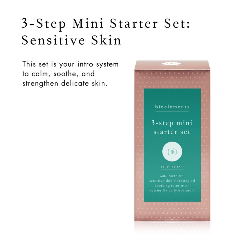 Bioelements 3-Step Mini Starter Set: Sensitive Skin - Includes Cleansing Oil, Soothing Reset Mist Toner & Barrier Fix Daily Hydrator Moisturizer - Vegan, Gluten Free - Never Tested on Animals - Image 2