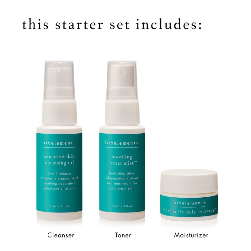 Bioelements 3-Step Mini Starter Set: Sensitive Skin - Includes Cleansing Oil, Soothing Reset Mist Toner & Barrier Fix Daily Hydrator Moisturizer - Vegan, Gluten Free - Never Tested on Animals - Image 3