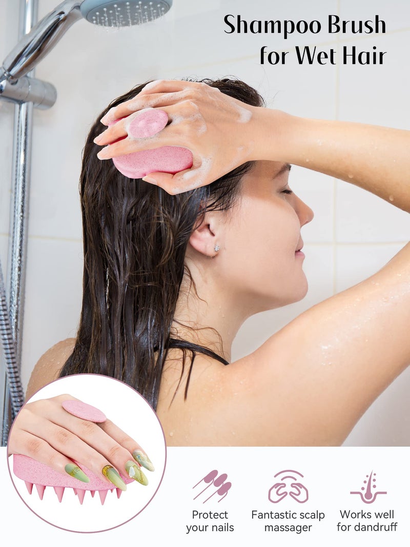 HEETA Scalp Massager 2 Pack for Hair Growth, Soft Silicone Bristles to Remove Dandruff and Relieve Itching, Scalp Scrubber for Hair Care, Shampoo Brush for Wet Dry, Pink & Green - Image 5