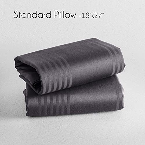 Spread Spain Cotton Striped 450 Thread Count Bedsheet Super King Size - 112x112 Inch with 2 Pillow Cover- 18x27 Inch (Barcode, Fudge) - Image 5