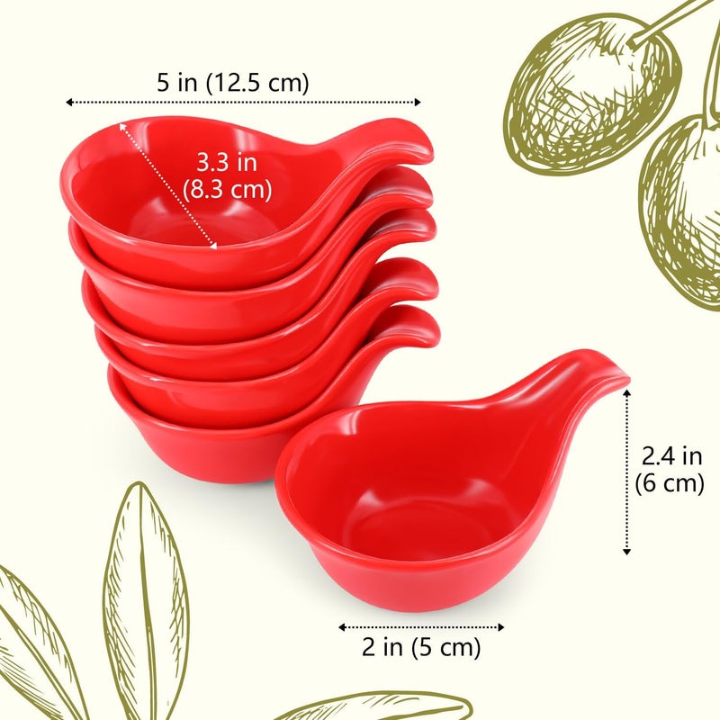 Flexzion Ceramic Dipping Bowls Small Bowls for Dipping with Handle Condiment Cups Soy Sauce Dish Porcelain Ramekins Sauce Holders Containers for Small Side Dishes Dips  3 oz Set of 6 Red - Image 4