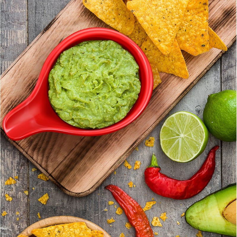 Flexzion Ceramic Dipping Bowls Small Bowls for Dipping with Handle Condiment Cups Soy Sauce Dish Porcelain Ramekins Sauce Holders Containers for Small Side Dishes Dips  3 oz Set of 6 Red - Image 5