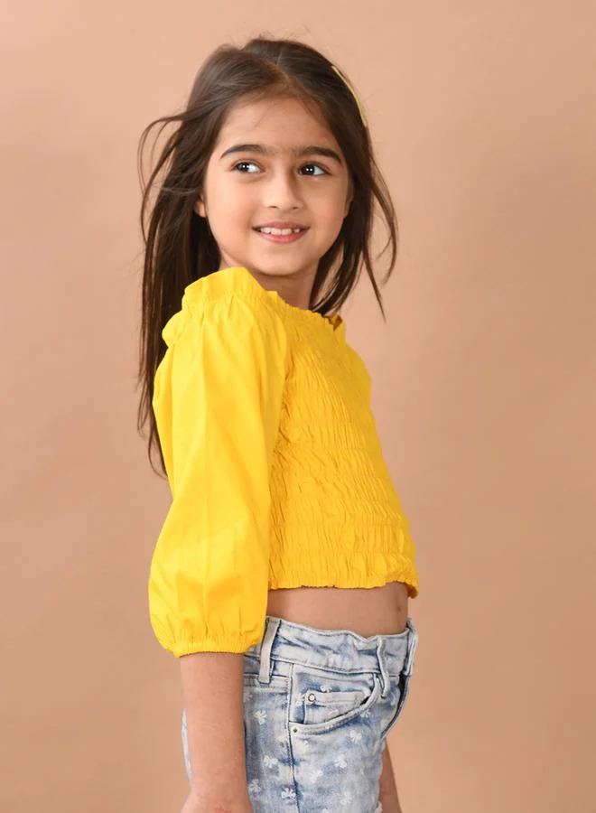LILPICKS LilPicks Square Neck Shirred Crop Top