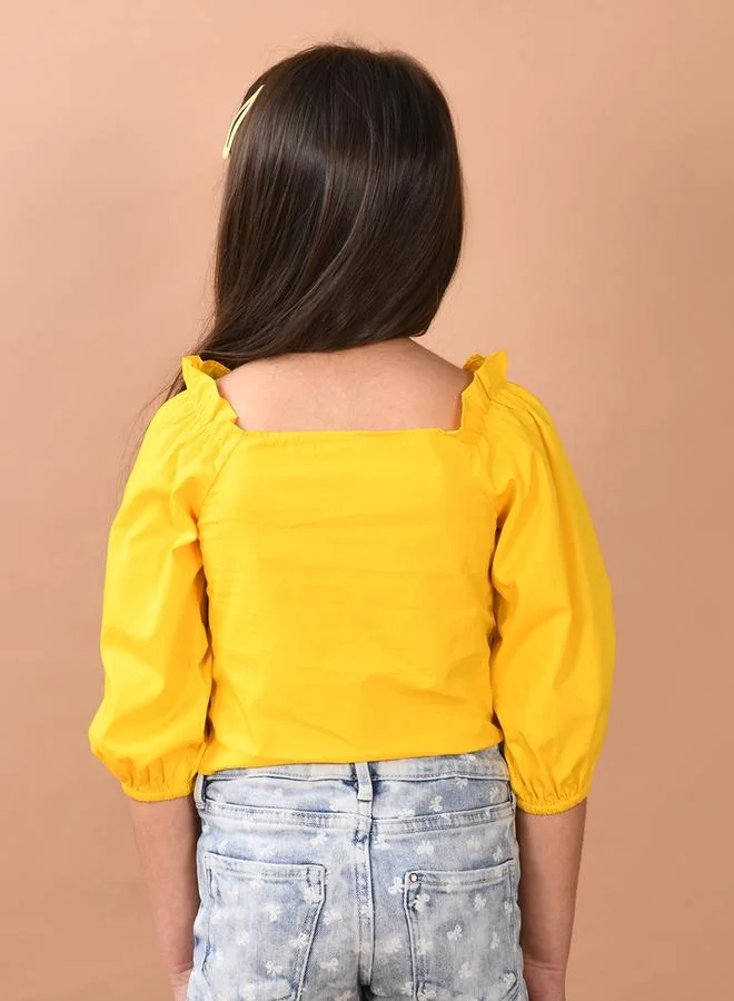 LILPICKS LilPicks Square Neck Shirred Crop Top