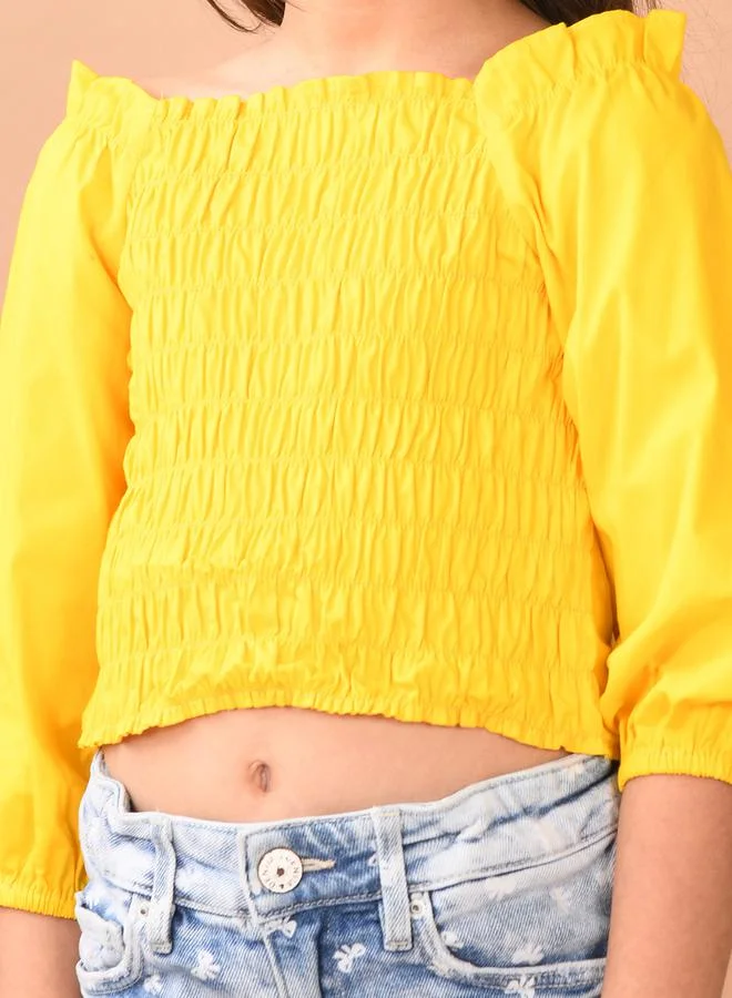 LILPICKS LilPicks Square Neck Shirred Crop Top