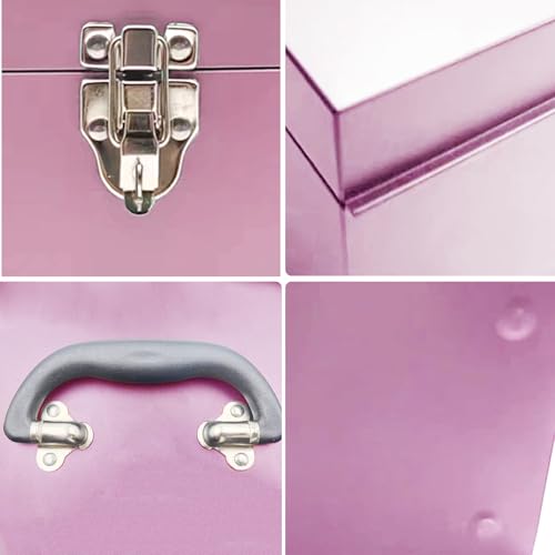 Mcvomv 16" Portable Metal Toolbox Large Tool Box 18-Gauge Fishing Tackle Box Tool Box Drawer Organizer With Metal Latch and Handle Pink - Image 3