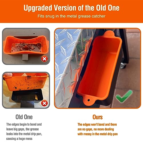AKSDTH 2 Pack Blackstone Silicone Grease Cup Liners for 36 28 22 17 Inch Griddle, Reusable Catcher Liner Grill Tray Blackstone Accessories, Replacement of Aluminum Foil Drip Pans, Orange - Image 5