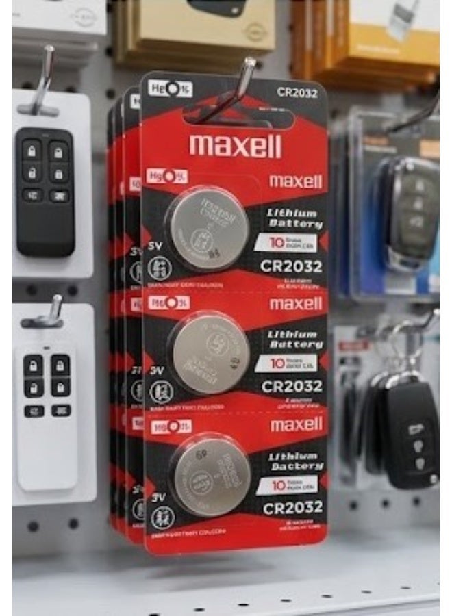 Maxell Original Maxell 2032 battery, 3 pieces, for smartwatches, remotes, and keys - Image 2