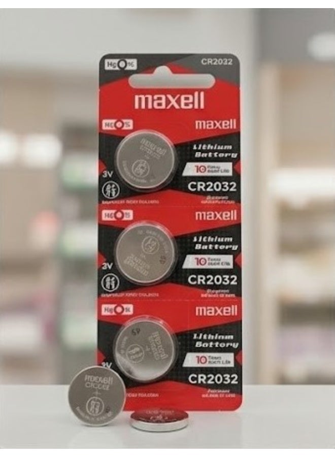 Maxell Original Maxell 2032 battery, 3 pieces, for smartwatches, remotes, and keys - Image 3