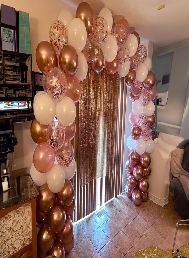 ADOINBY Rose Gold Balloons Arch Kit, 140Pcs Metallic Rose Gold White Balloon 18 12 10 5 Inch Different Size Balloons Garland Kit for Birthday Party Bridal Shower Wedding Girls Engagement Decorations - Image 4